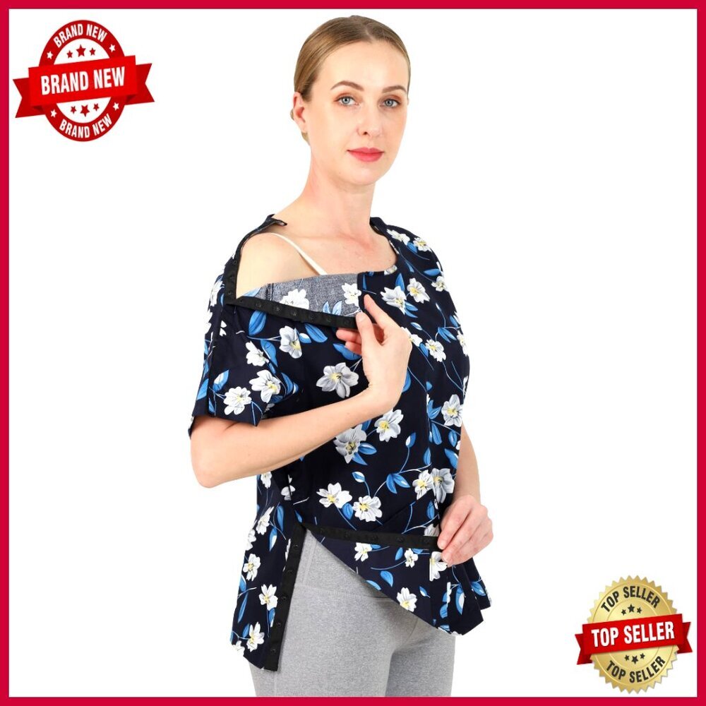 Post Surgery Shirt Shoulder Mastectomy Rehab Snap Front Cotton Top